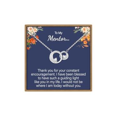 Imagem de IEFLIFE Colar de presente para mulheres – Colar de círculo entrelaçado banhado a ouro branco 14K para mãe e filha, 2 colares circulares presentes para mulheres, irmãs amigas, presente de aniversário