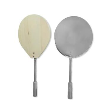 Imagem de Pás de Pizza Aço Inox e Madeira Cabo 45cm Para Massas Profissional Forno a Lenha Acessório de Pizza (36)