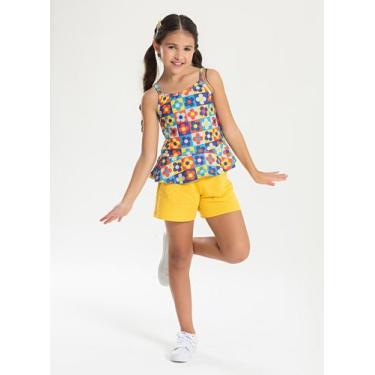 Imagem de Conjunto Verão Menina Amarelo Regata Alcinha com Babado e Shorts Flora