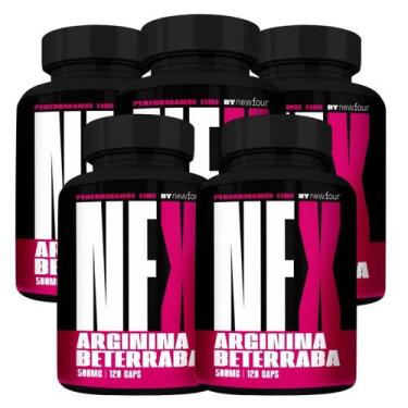 Imagem de L-Arginina + Beterraba Kit 05 Unidades 120 Cápsulas - New Four