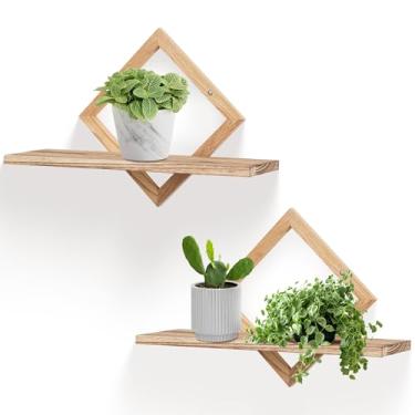 Imagem de Prateleiras flutuantes para parede, prateleira decorativa de parede, prateleira suspensa para suporte de exibição de armazenamento de plantas, decoração interna para sala de estar, escritório