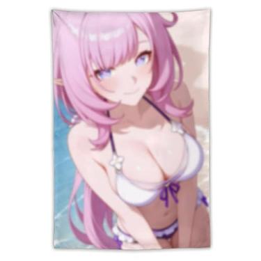 Imagem de LIEGBMEU Tapeçaria de biquíni sexy anime menina 101.6 cm x 152.4 cm interior exterior parede colcha arte decoração de tapeçaria caprichosa, AC105