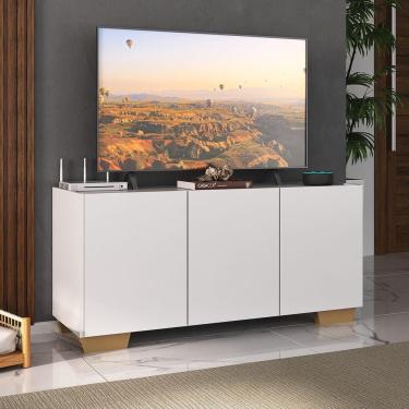 Imagem de Rack Para Tv Até 32 Polegadas Com 3 Portas Multimóveis Mp1068 Branco/natural Branco/natural