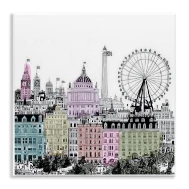 Imagem de Stupell Industries Design de arte de placa de parede Cidades do Mundo de Londres por Annabelle Hall, 12 x 12