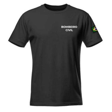 Imagem de Camiseta Bombeiro Civil Emergência Bombeiro Preto Bordado - Sete Sete 