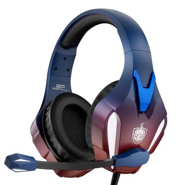 Imagem de PHOINIKAS Fone De Ouvido Gamer Ps4 Para Pc, Ps5 E Xbox Com Som Estéreo 7.1, Comutador Fones Supra-Auriculares, Microfone Cancelamento Ruído Celular, Luz Led (Azul Brilhante)