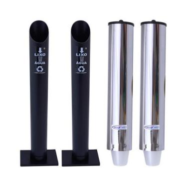 Imagem de Kit 2 Coletores Individuais Água PVC + 2 Dispensers Redondos 200ml Ino