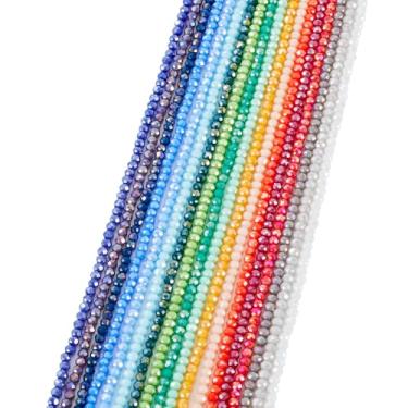 Imagem de Spritewelry 2600 peças de contas de vidro facetado Rondelle 3 mm opacas cor AB redonda Rondelle contas espaçadoras soltas para pulseiras, colar, faça você mesmo, joias, artesanato, 18 fios