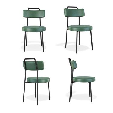 Imagem de Conjuto 4 Cadeiras Ster Escritório Couro Sintetíco Verde - Vallisa Decor