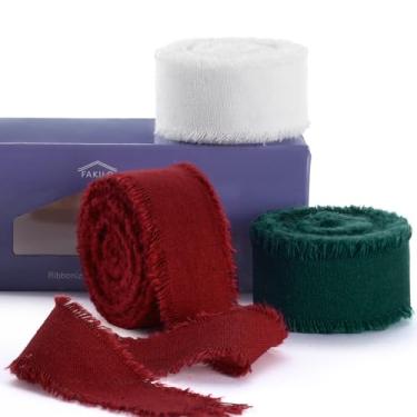 Imagem de FAKILO Fita de algodão rústico natural com borda desgastada, fita 100% algodão 2,5 cm x 18 m para buquês de casamento vintage, convites, chá de bebê, embrulho de presente, artesanato DIY, decoração de