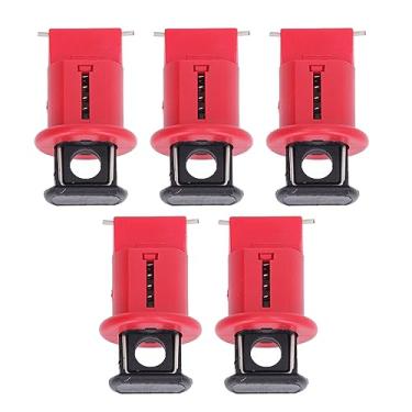 Imagem de Dispositivo de bloqueio do circuito elétrico 5pcs trava de disjuntor em miniatura pesa com pinos externos kit de bloqueio de segurança industrial para isolamento de energia nylon