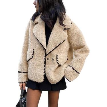 Imagem de Jaqueta feminina chouyatou de pele sintética sherpa bordada no inverno