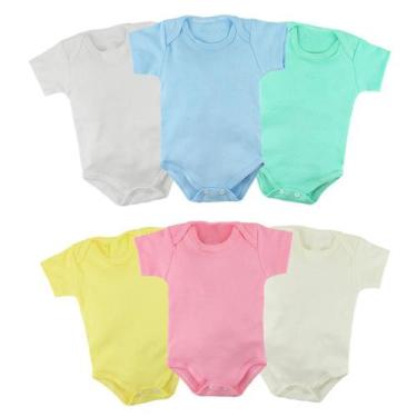 Imagem de Body Bebê Diversas Cores Liso Manga Curta 100% Algodão P/M/G - Koala B