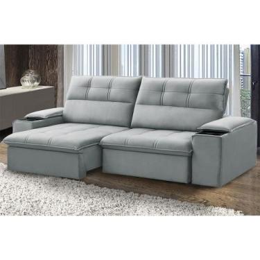 Imagem de Sofá Retrátil e Reclinável França 250 Cm com Porta Copos e Objetos - F