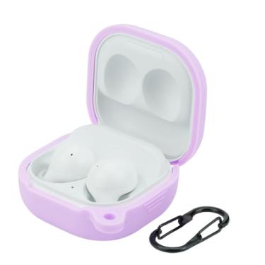 Imagem de LEFXMOPHY Capa de substituição para fones de ouvido sem fio Samsung Galaxy Buds 2 (2021)/Galaxy Buds Pro (2021), capa protetora de silicone violeta roxa para mulheres e meninas
