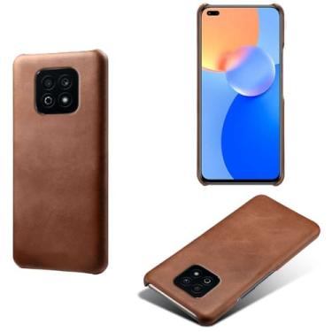 Imagem de Capa para Honor Play 5 Vitality,Proteção contra quedas,Casca de volta de cor sólida simples,Design de couro de imitação de plástico-Brown