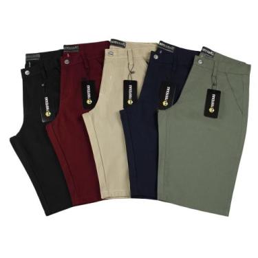 Imagem de Kit 5 Bermuda Brim Lisa Masculina Sarja Premium Atacado Revenda - Toot