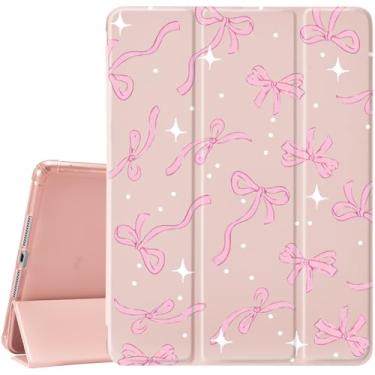 Imagem de CozyNestCY Linda capa com laço feminino para iPad Pro 6ª/5ª/4ª geração, linda capa de fita estética para iPad 12,9 polegadas, hibernar/despertar, ajustável, antiderrapante, à prova de choque, com