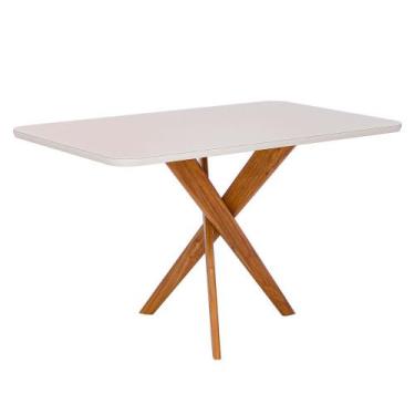 Imagem de Mesa Jantar Retangular 1,30 Com Vidro Cacau Madeira/Off White - Cimol