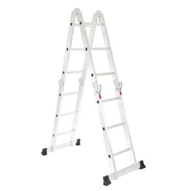 Imagem de Escada Articulada Multifuncional 4x3 Alumínio 12 Degraus 3,32m Gardenlife