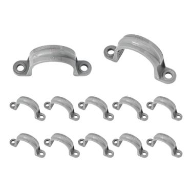 Imagem de Runseaway 12 peças de tiras de tubo de PVC de 2,5 cm, suportes de tubo de plástico, clipes de suporte de montagem de tubos, grampos de conduíte de plástico de 2 furos para montagem segura de tubos de