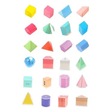 Imagem de YIJU 24 peças de formas geométricas, formas 3D para ensino de quebra-cabeças de formas, materiais escolares, conjunto de manipulação e geometria de
