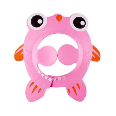 Imagem de simhoa Touca de banho infantil, chapéu de xampu EVA fofo com protetor de orelha, touca de banho ajustável à prova d'água para meninas, crianças, meninos, Rosa