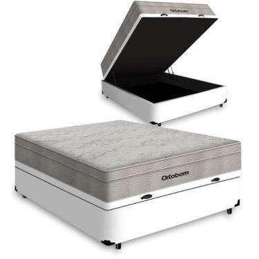 Imagem de Cama Box Baú Casal Blindada + Colchão Molas Ensacadas Ortobom Airtech 
