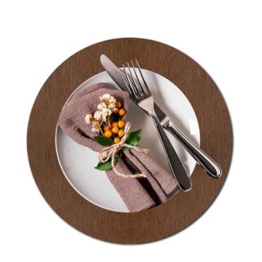 Imagem de Kit Sousplat Jogo Americano Redondo Marrom Avelã 8 Lugares + 8 Porta Copos Para Mesa Posta