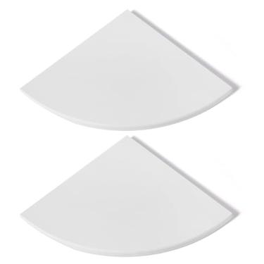 Imagem de Koville 2 prateleiras de chuveiro de canto de mármore branco para banheiro, prateleiras de canto de mármore polido de 25 cm para banho, suporte de chuveiro de canto de pedra montado na parede