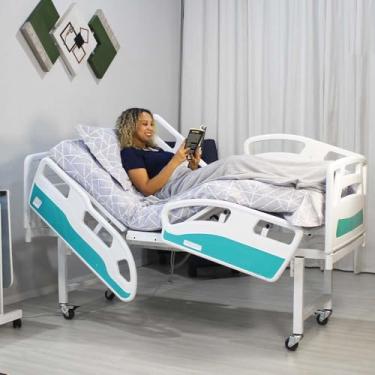 Imagem de Cama Hospitalar Motorizada 5 Movimentos Altura Fixa Luxo Com Colchão D33