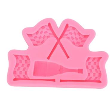 Imagem de Fockety Fandante de Fondant, Silicone Fondent Mofo de Corrida de Carro Bandeira de Silicone Molde Chocolate Assado Bosque Bolo de Molde Decoração para Menino Aniversário Artesanato de
