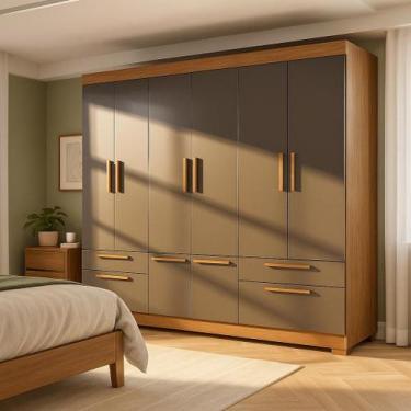 Imagem de Guarda Roupas Casal Grande Cesena Babus 8 Portas 4 Gavetas