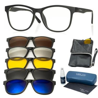 Imagem de Shield Wall, Armação Óculos 5 Em 1 Grau Quadrado Masculino Pequeno Grande Cor:Médio Oval