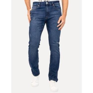 Imagem de Calça Guess Jeans Masculina Slim Straight Inter Tag Azul Médio-Masculino