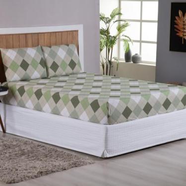 Imagem de Jogo de Lençol Queen 3 Peças 200 Fios 100% algodão Estampado (Green)