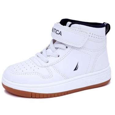 Imagem de Nautica tênis infantil de cano alto com alça bota fashion sapato esportivo-meninas-meninos criança-crianças pequenas-oakford criança-branco liso-12