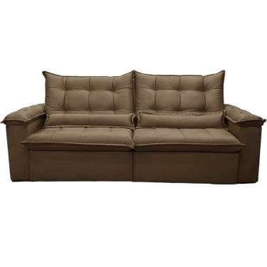 Imagem de Sofá Nigeria 240cm 4 Lugares Retrátil e Reclinável Tecido Veludo Trevo Cor Marrom