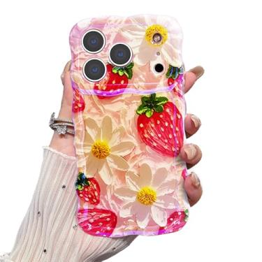 Imagem de Capa para iPhone 17 Pro Max, flor de pintura a óleo retrô colorida requintada, moldura ondulada com padrão brilhante, macia, durável, à prova de choque, proteção para câmera para iPhone 17 Pro Max