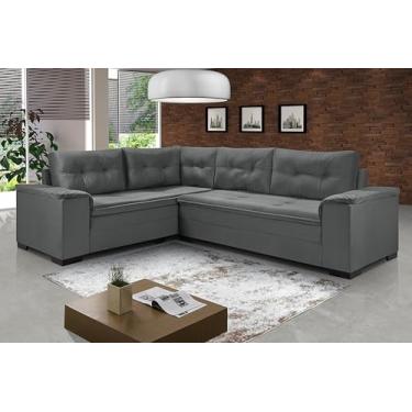 Imagem de Sofá Viena Canto Fixo Suede Living Casa Imperial (CINZA 380)