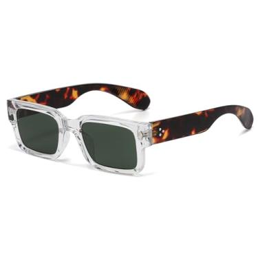 Imagem de SUNBSR Óculos de sol quadrados clássicos para mulheres, homens, modernos, armação grossa, retangular, óculos de sol pretos grossos, Transparente/tartaruga/G15, MM