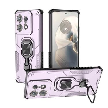 Imagem de SORAKA Capa para Motorola Edge 50 Pro com suporte metálico giratório de 360 graus peça de ferro magnética para suporte magnético para telefone de carro