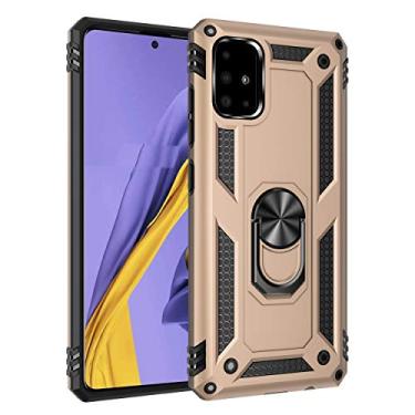 Imagem de SORAKA Capa para Samsung Galaxy A51 4G com suporte de anel capa protetora para Samsung Galaxy A51 4G capa traseira de policarbonato rígido com placa de metal para celular magnético suporte de carro