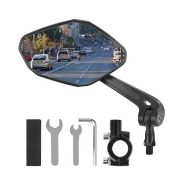 Imagem de Suporte de guidão para espelho de bicicleta, espelhos retrovisores amplos HD para guidão com vidro resistente a arranhões, espelho retrovisor de bicicleta ajustável de 360° para scooter, motocicleta