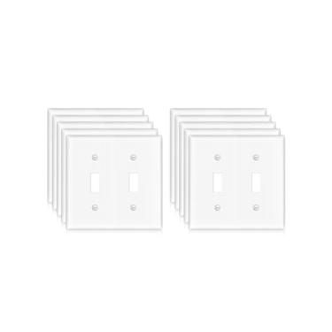Imagem de [Pacote com 10] Placa de parede brilhante para interruptor, capa montada com 2 parafusos, termoplástico de policarbonato durável, acabamento brilhante, tamanho padrão