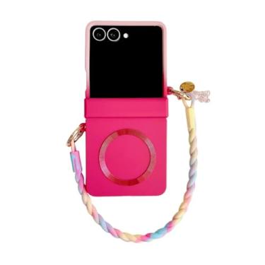Imagem de Capa para Galaxy Z Flip6 com alça magnética fosca e proteção para celular em cores gradientes e com dobradiça (para Galaxy Z Flip6/Rose)