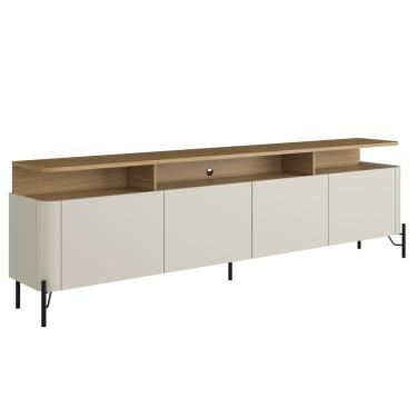 Imagem de Rack Para Sala de Estar TV 75 Pol 4 Portas 180cm Pés Preto Clio I03 Louro Luna - Lyam