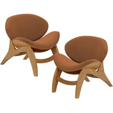 Imagem de Kit 2 Poltronas Decorativa Orgânica Sala Living Kadosh L02 Bouclê Terracota - Lyam Decor