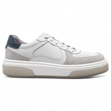 Imagem de Tenis Democrata Denim Pulse Beat Masculino Couro Branco, Branco, Azul,