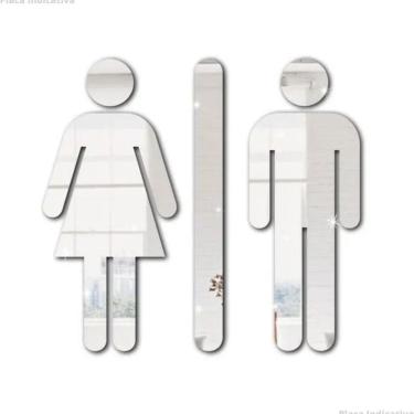 Imagem de Placa Sinalização Porta Banheiro Toilete Feminino Masculino